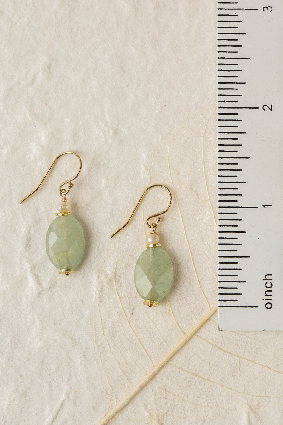 Contentment Green Aventurine And Pearl Simple Earrings