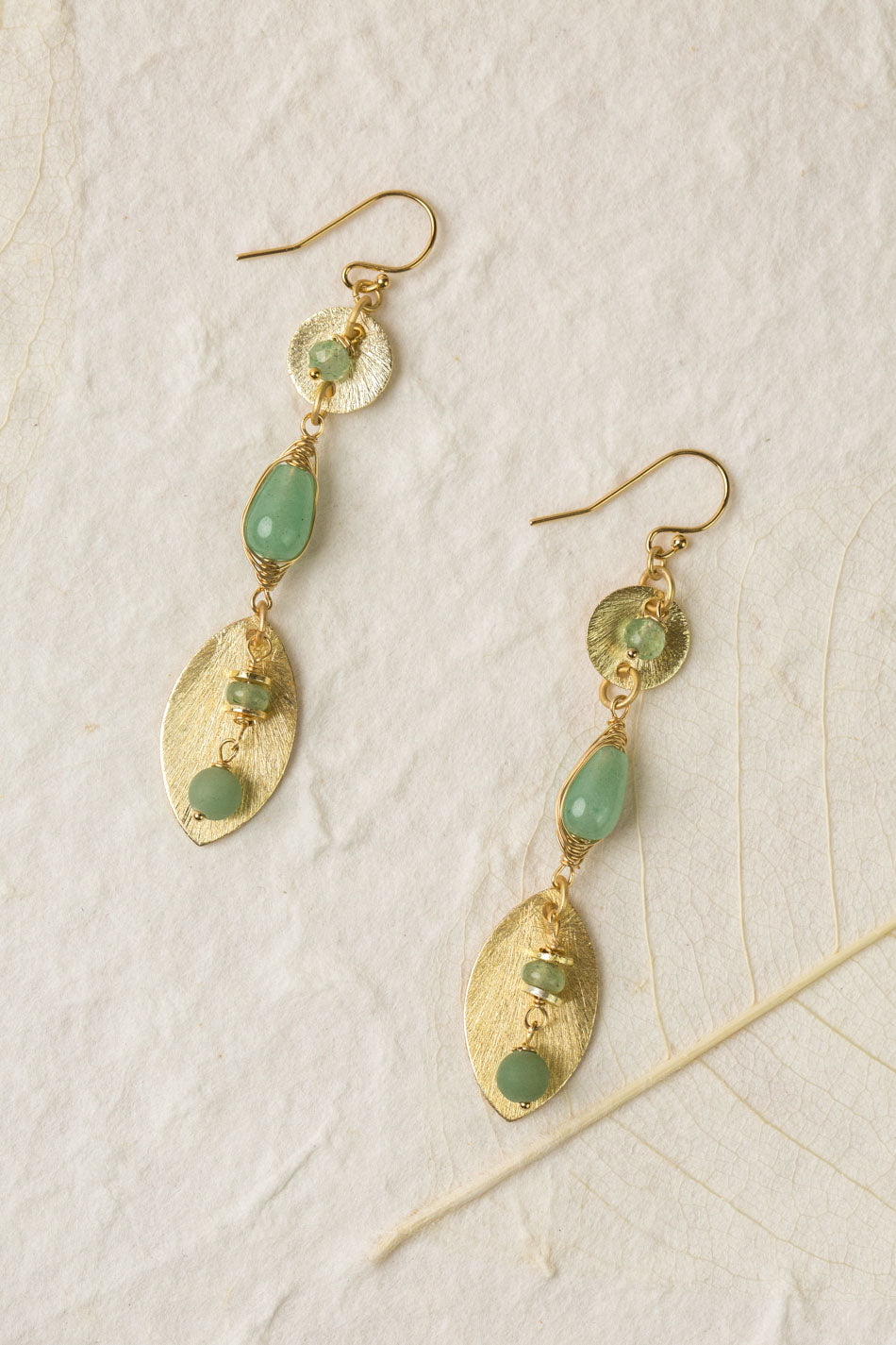 Contentment Green Aventurine, Jade Dangle Earrings