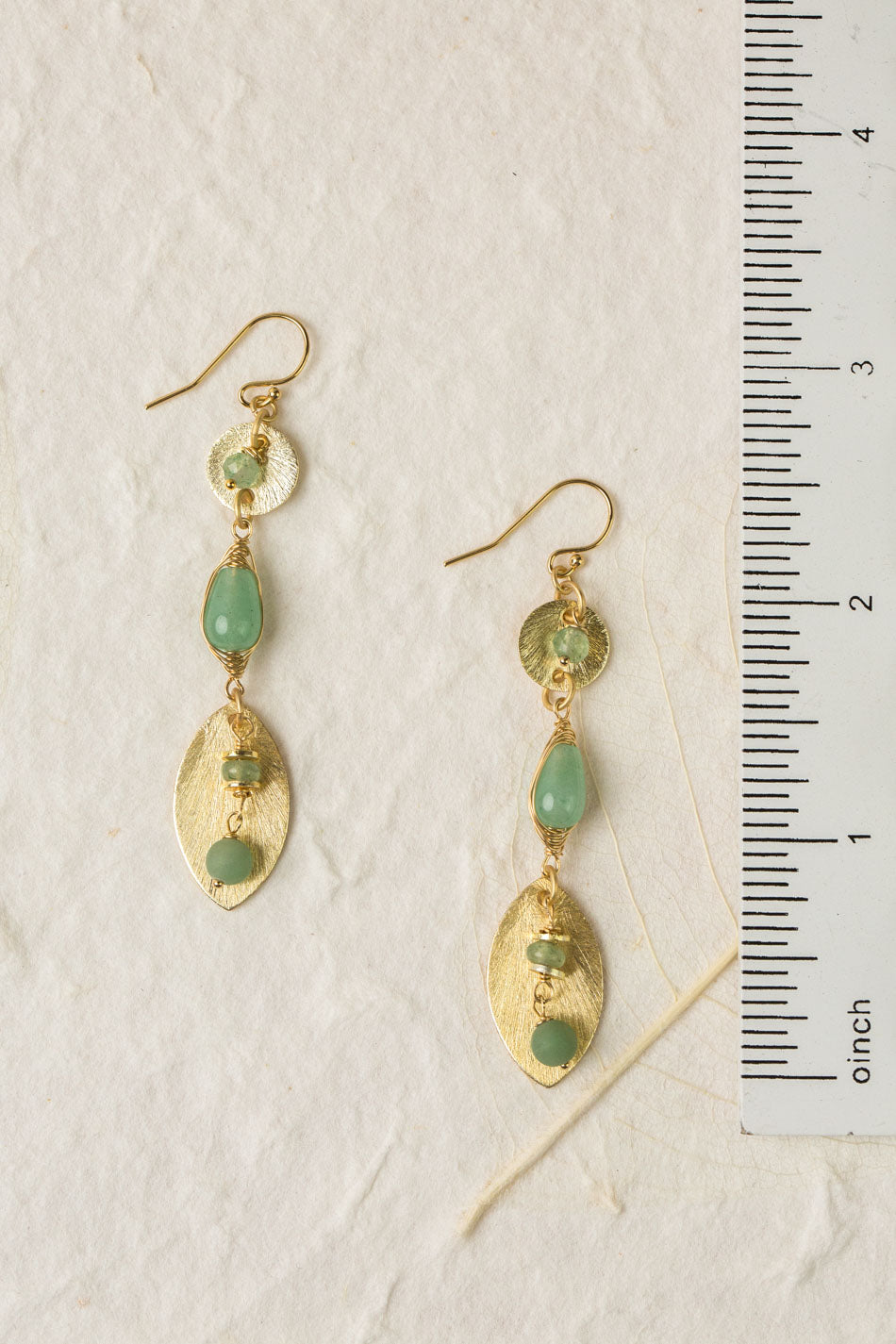 Contentment Green Aventurine, Jade Dangle Earrings