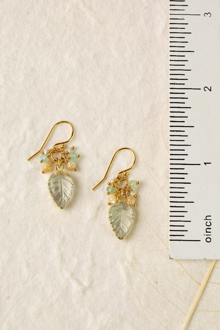 Contentment Mother Of Pearl, Blue Opal With Green Amethyst Cluster Earrings