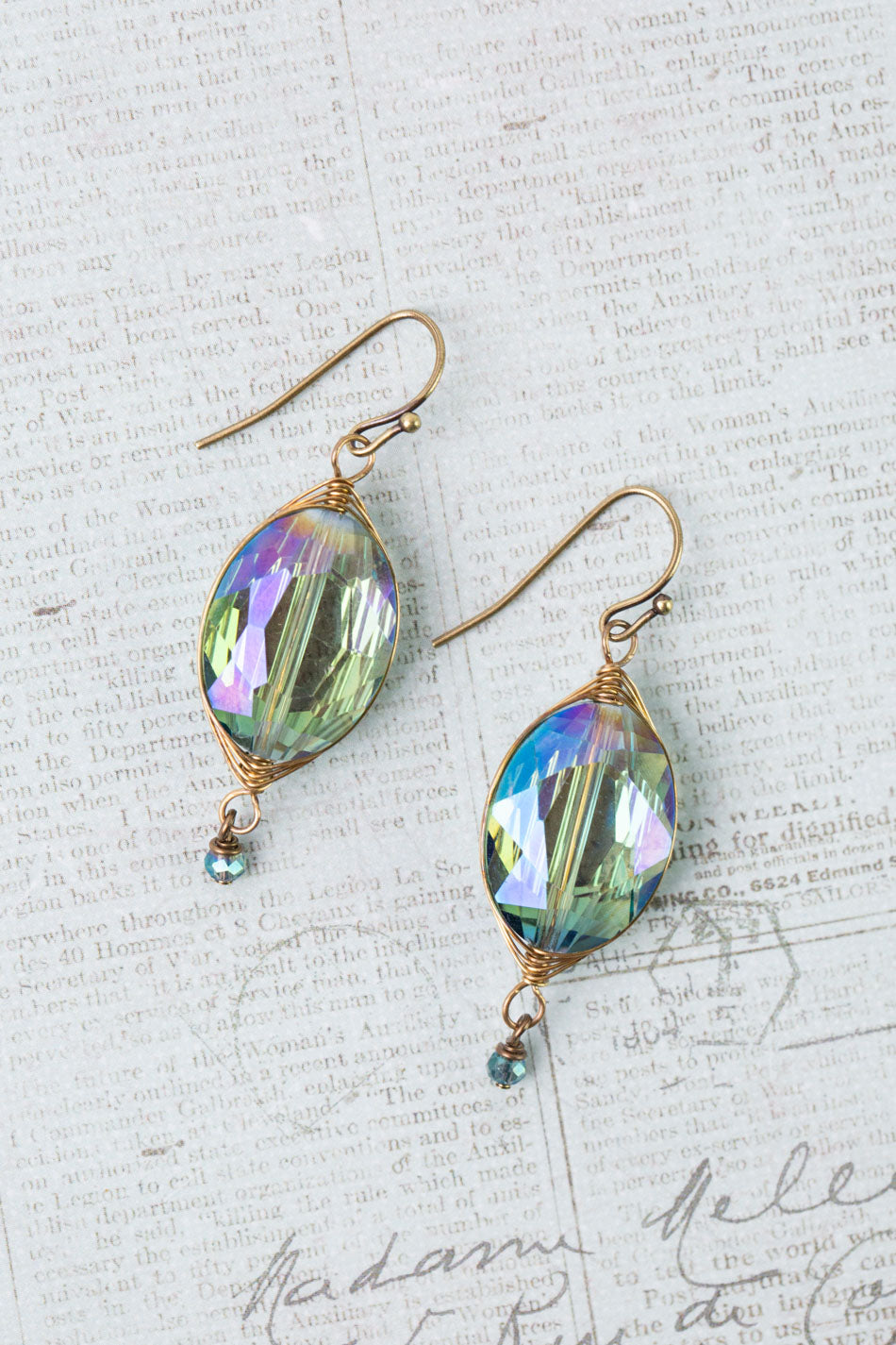 Crisp Autumn Crystal Herringbone Earrings