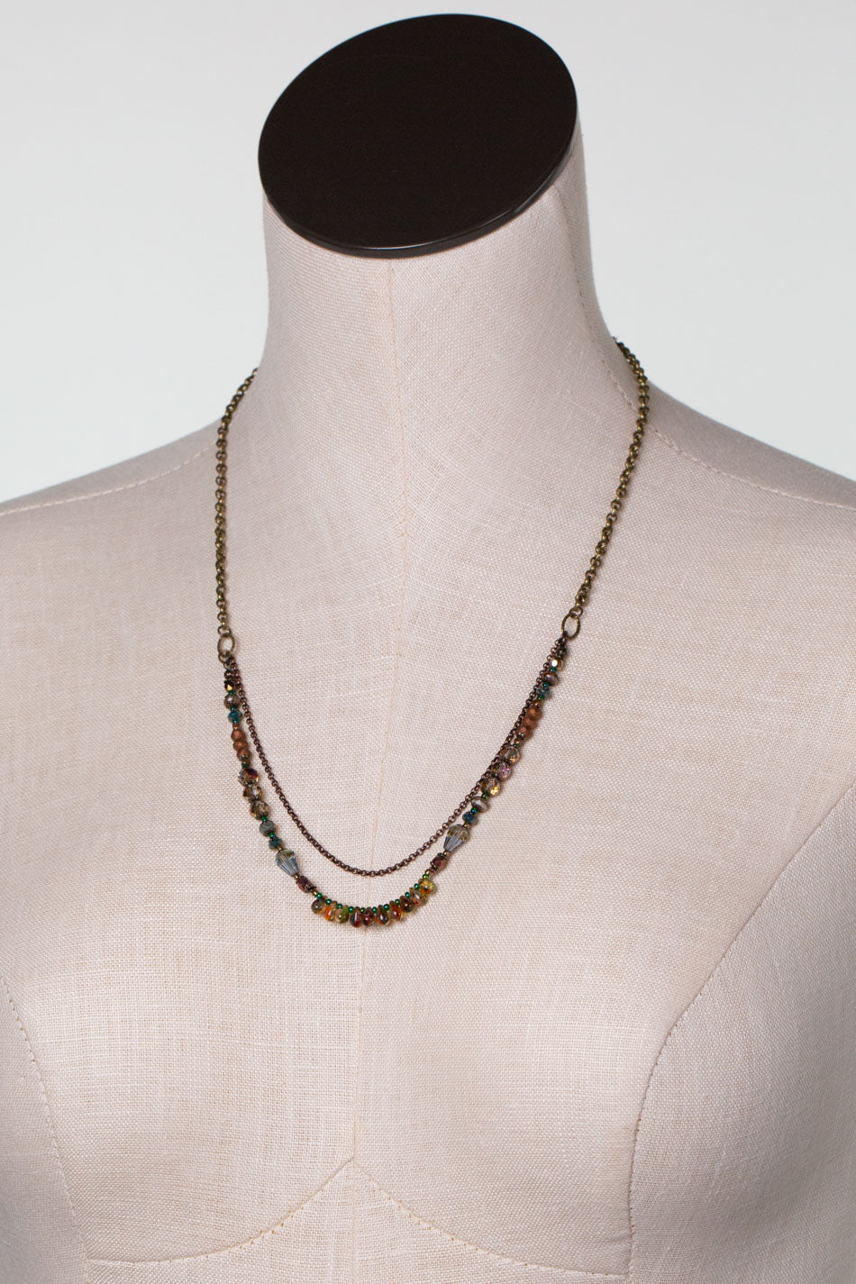 Crisp Autumn 21.5-23.5" Czech Glass, Crystal Multistrand Necklace