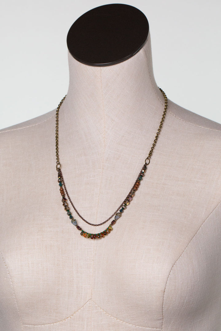 Crisp Autumn 21.5-23.5" Czech Glass, Crystal Multistrand Necklace