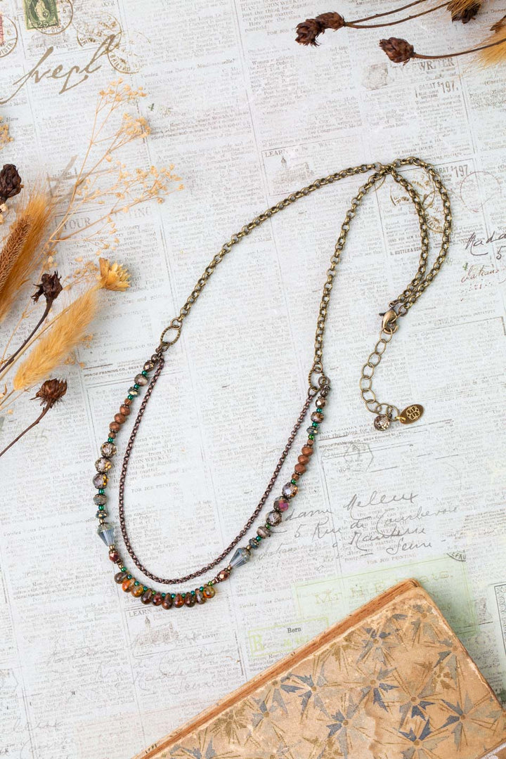 Crisp Autumn 21.5-23.5" Czech Glass, Crystal Multistrand Necklace