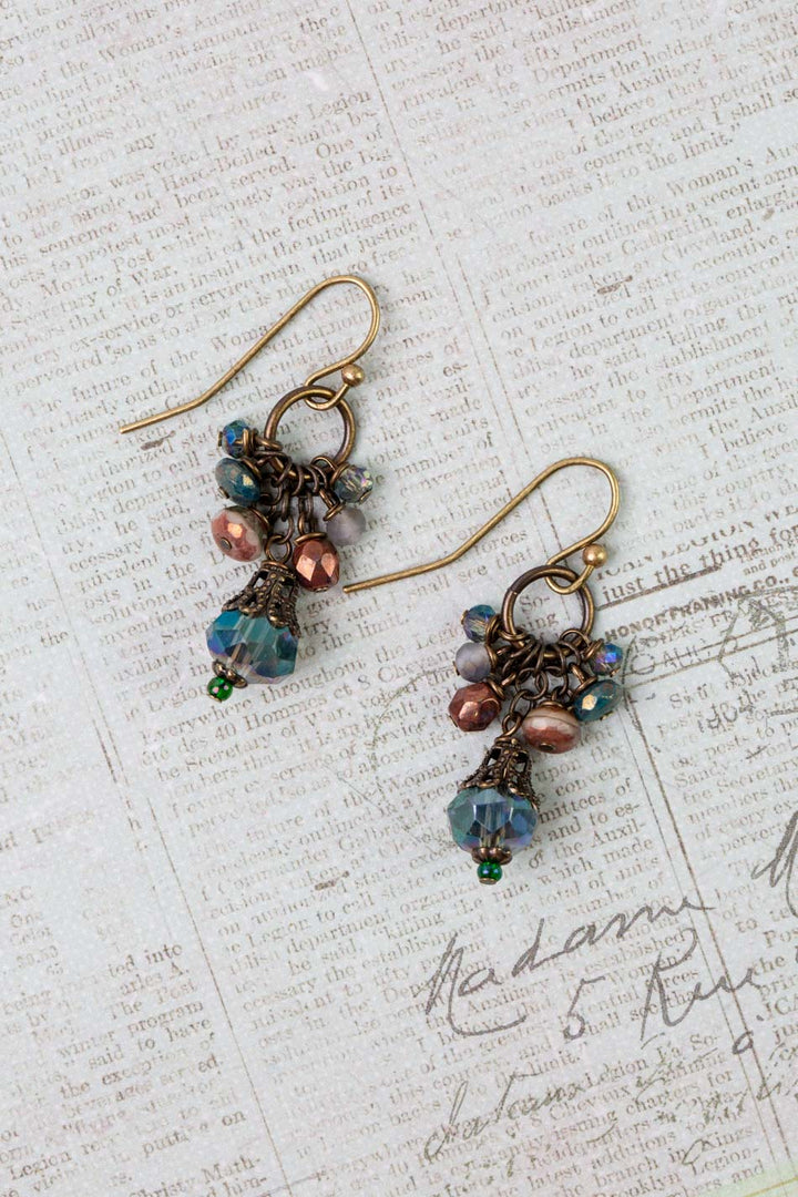 Crisp Autumn Czech Glass, Crystal Dangle Earrings