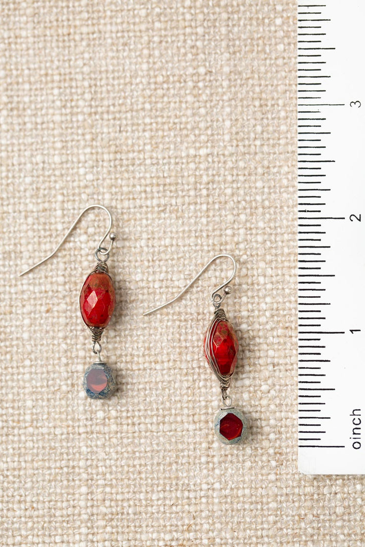 Czech Glass Herringbone Earrings