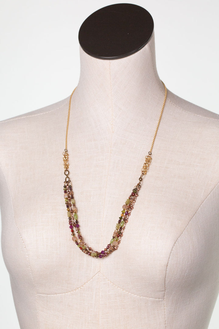 Dominion 26-28" Muscovite, Peridot, Mookaite Multistrand Necklace