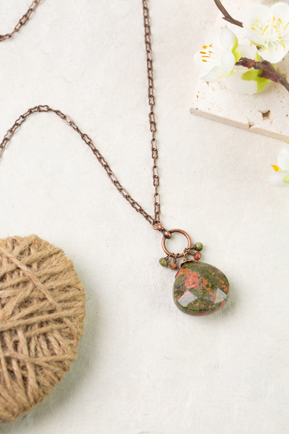 Dominion 16.5 Or 32" Unakite Briolette Simple Necklace