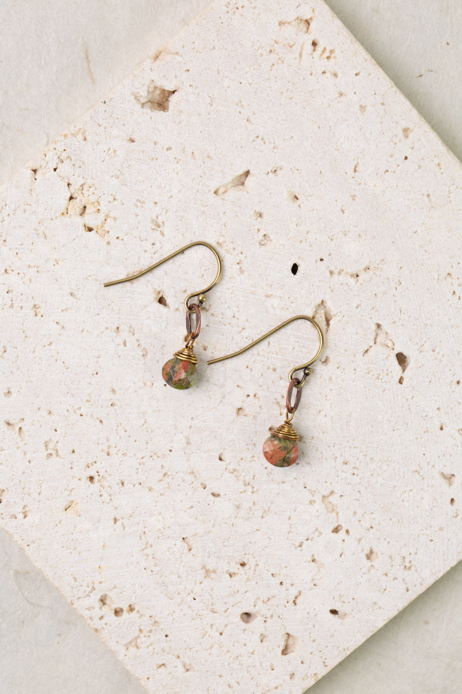 Dominion Unakite Briolette Simple Earrings