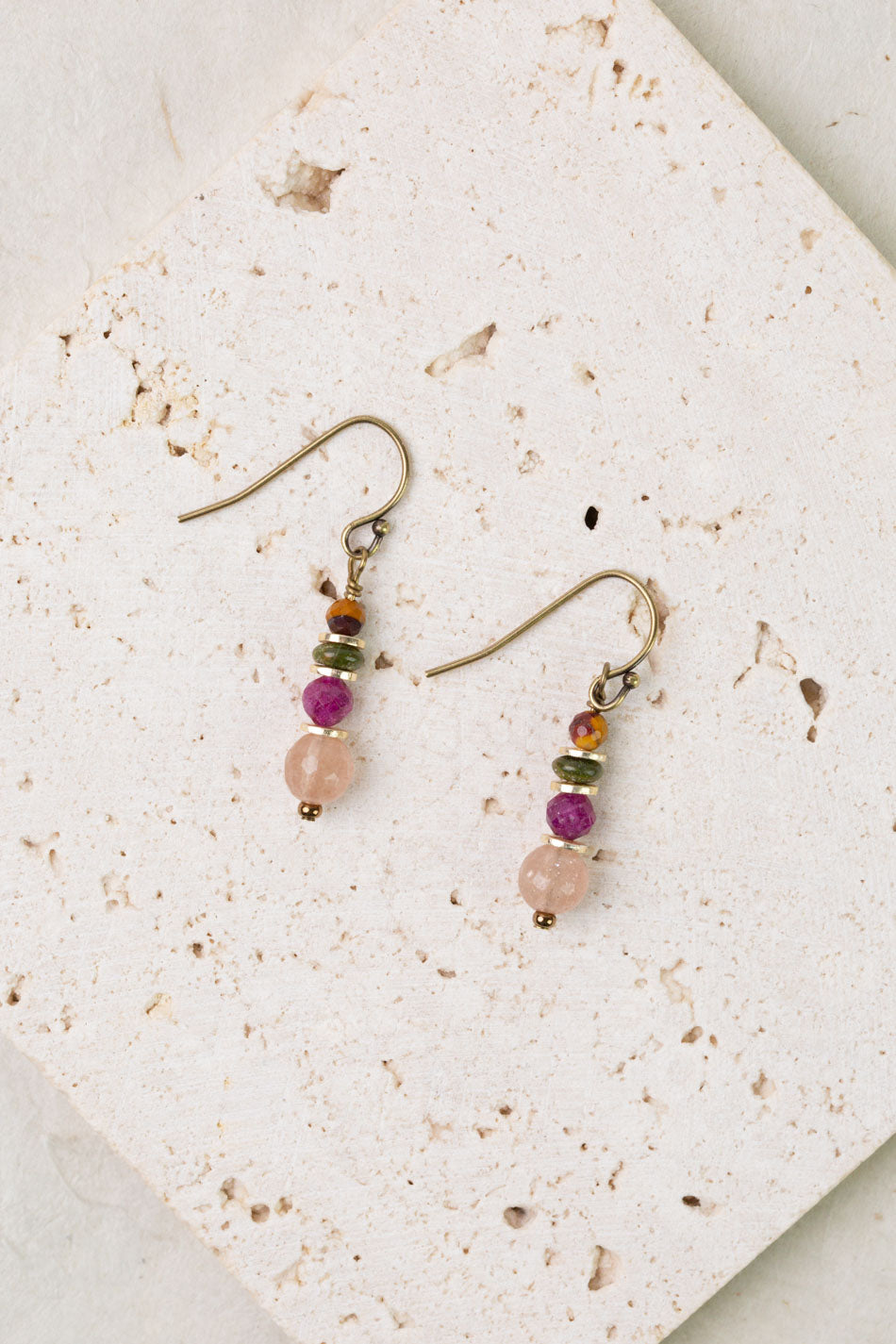 Dominion Muscovite, Ruby, Unakite Simple Earrings