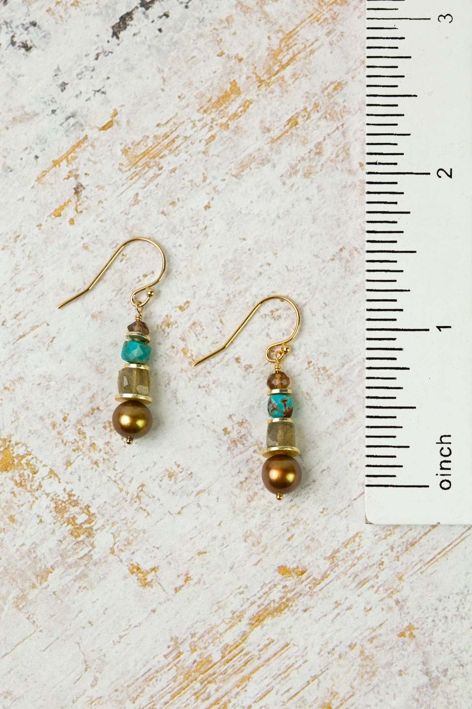 Desert Sunset Freshwater Pearl, Labradorite, Turquoise Simple Earrings
