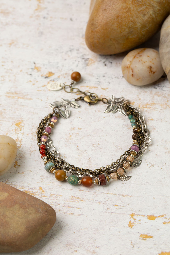 Earthen 7.5-8.5" Jasper, Czech Glass Multistrand Bracelet