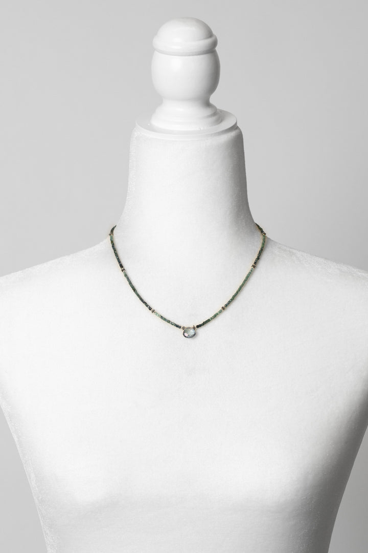 Eclipse 17-19" Grandiderite With Faceted Blue Quartz Briolette Simple Necklace