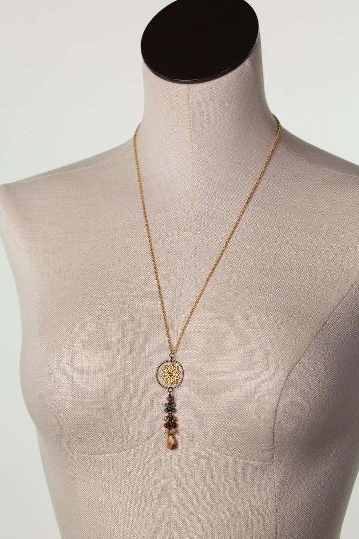 Enlighten 23-25" Czech Glass Flower Tassel Necklace
