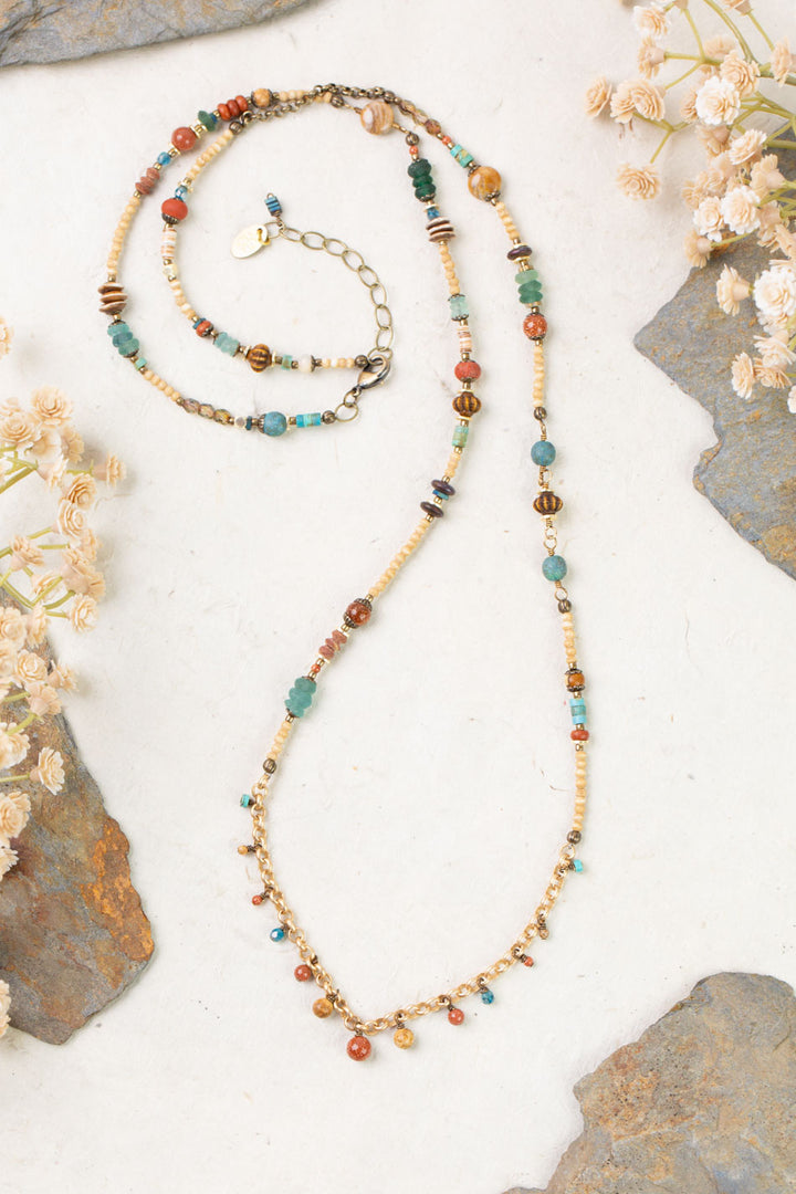 Enlighten 32.5-34.5" Czech Glass, Sea Glass Collage Necklace