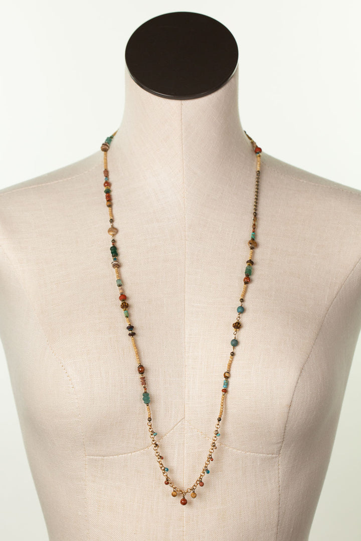 Enlighten 32.5-34.5" Czech Glass, Sea Glass Collage Necklace