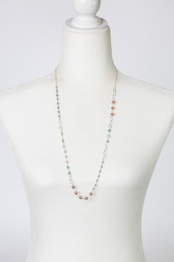 Fae 29.25-31.25" Zircon, Aquamarine, Moonstone Simple Necklace