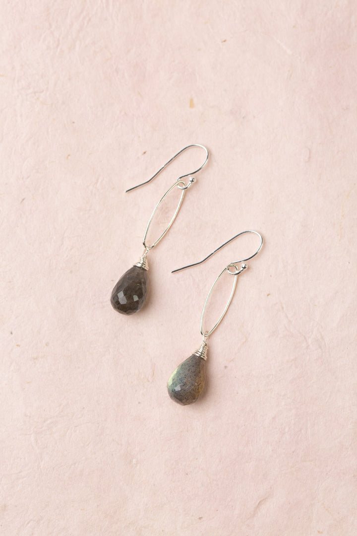 Fae Faceted Labradorite Drop Briolette Simple Earrings