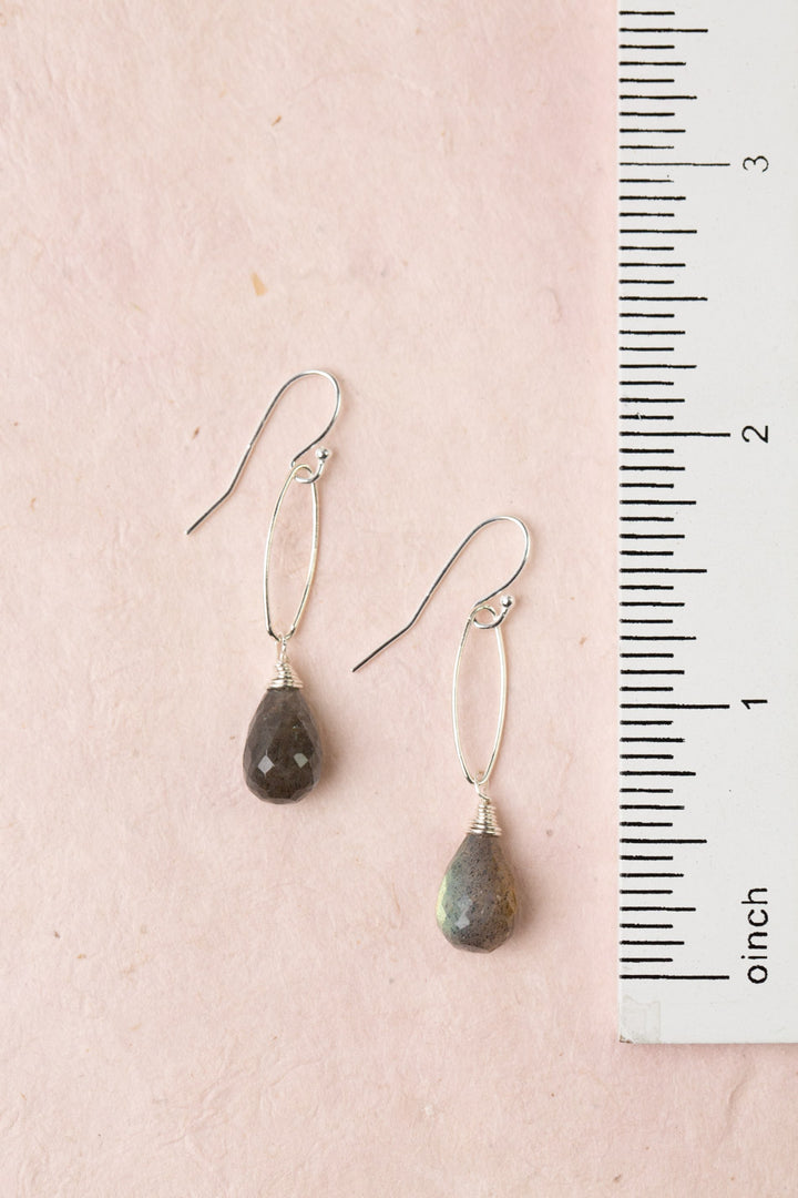 Fae Faceted Labradorite Drop Briolette Simple Earrings