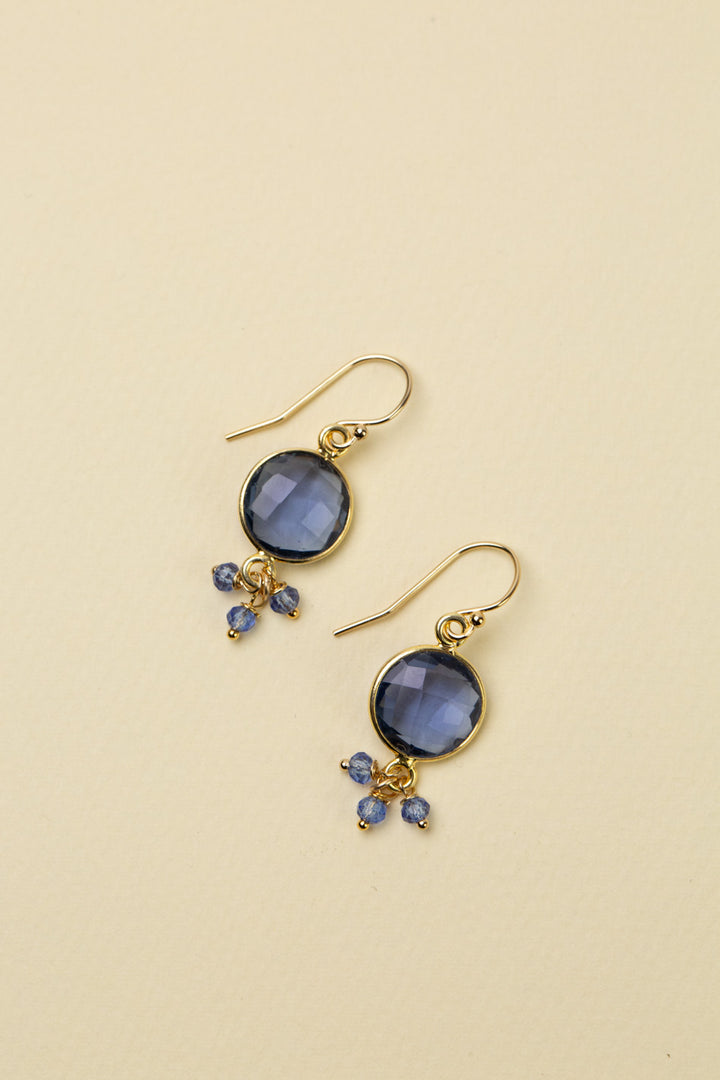 Forget Me Not Gold Plated Faceted Iolite Cluster Earrings