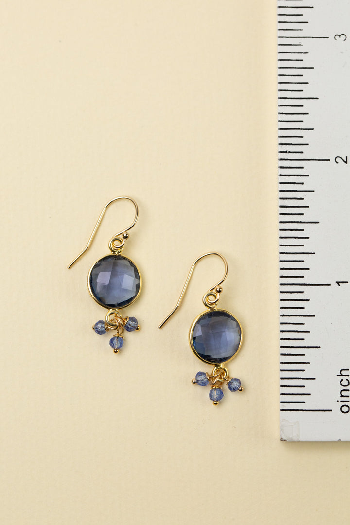 Forget Me Not Gold Plated Faceted Iolite Cluster Earrings