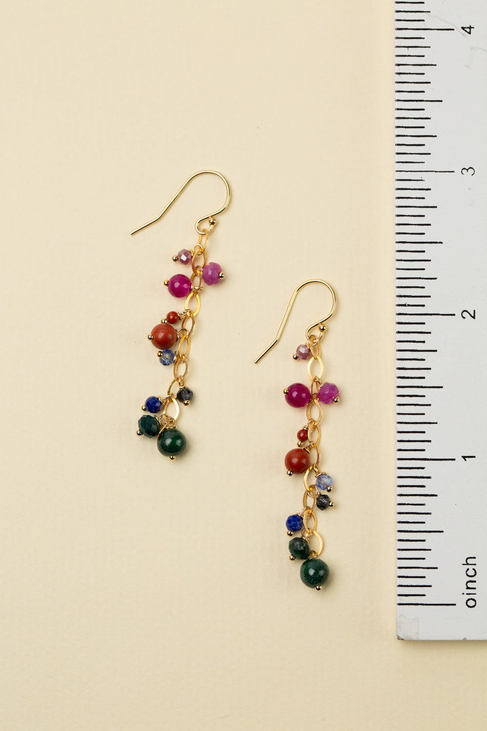 Forget Me Not Fuchsia Jade, Red Jasper, Lapis Lazuli Dangle Earrings