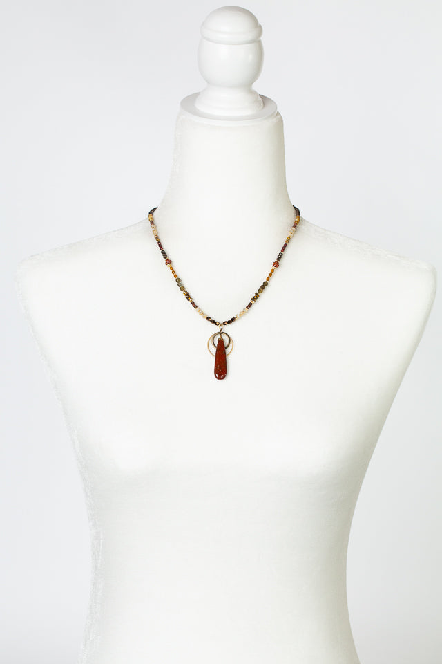 Fireside 17.5-19.5" Pyrite, Czech Glass With Jasper Simple Necklace