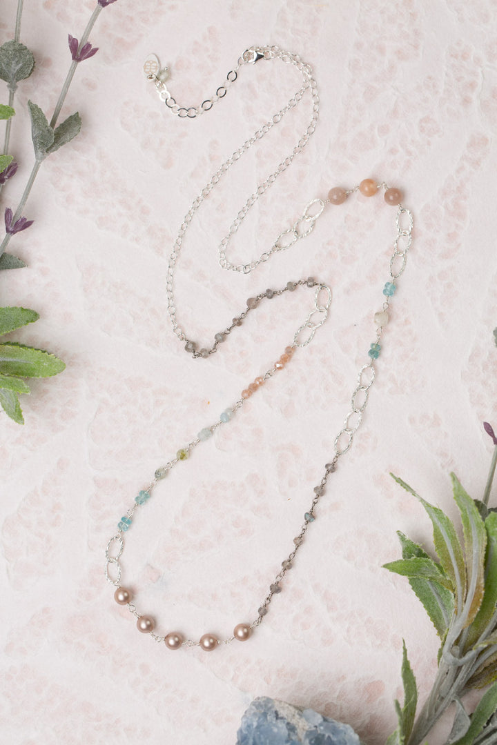 Fae 29.25-31.25" Zircon, Aquamarine, Moonstone Simple Necklace