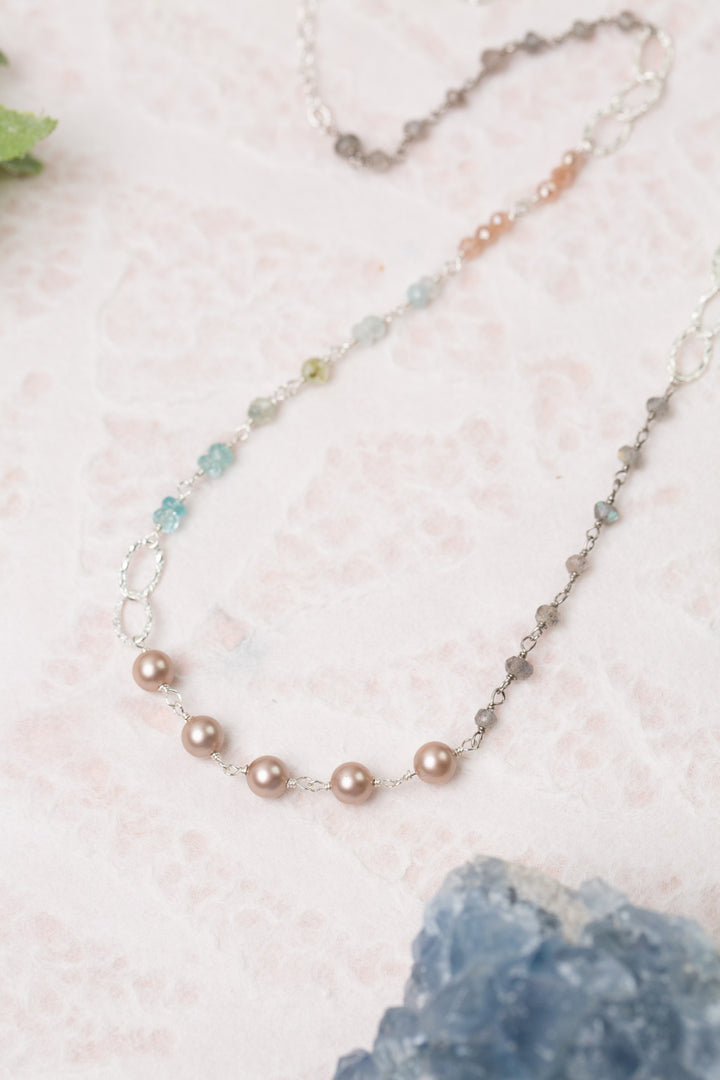 Fae 29.25-31.25" Zircon, Aquamarine, Moonstone Simple Necklace