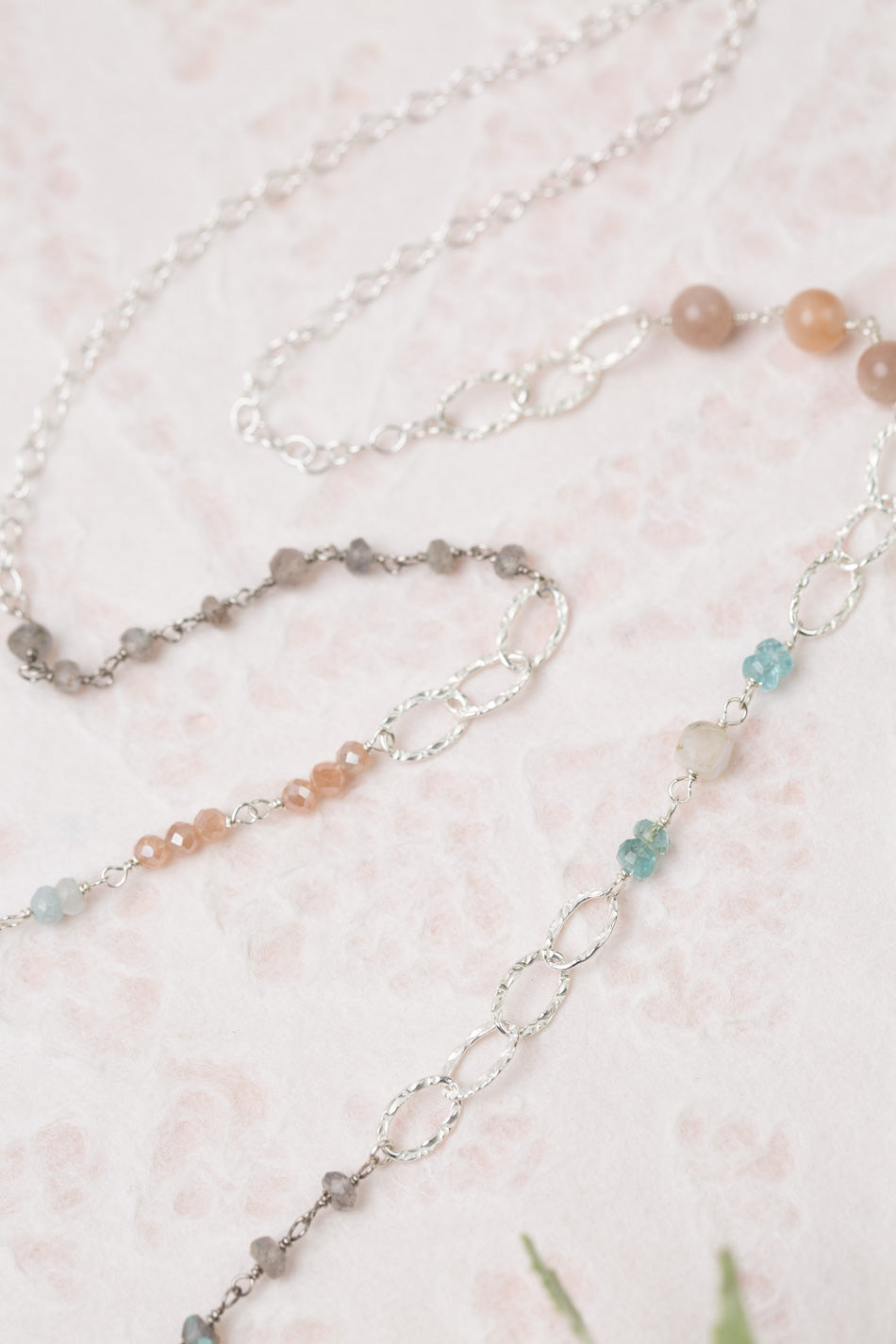 Fae 29.25-31.25" Zircon, Aquamarine, Moonstone Simple Necklace