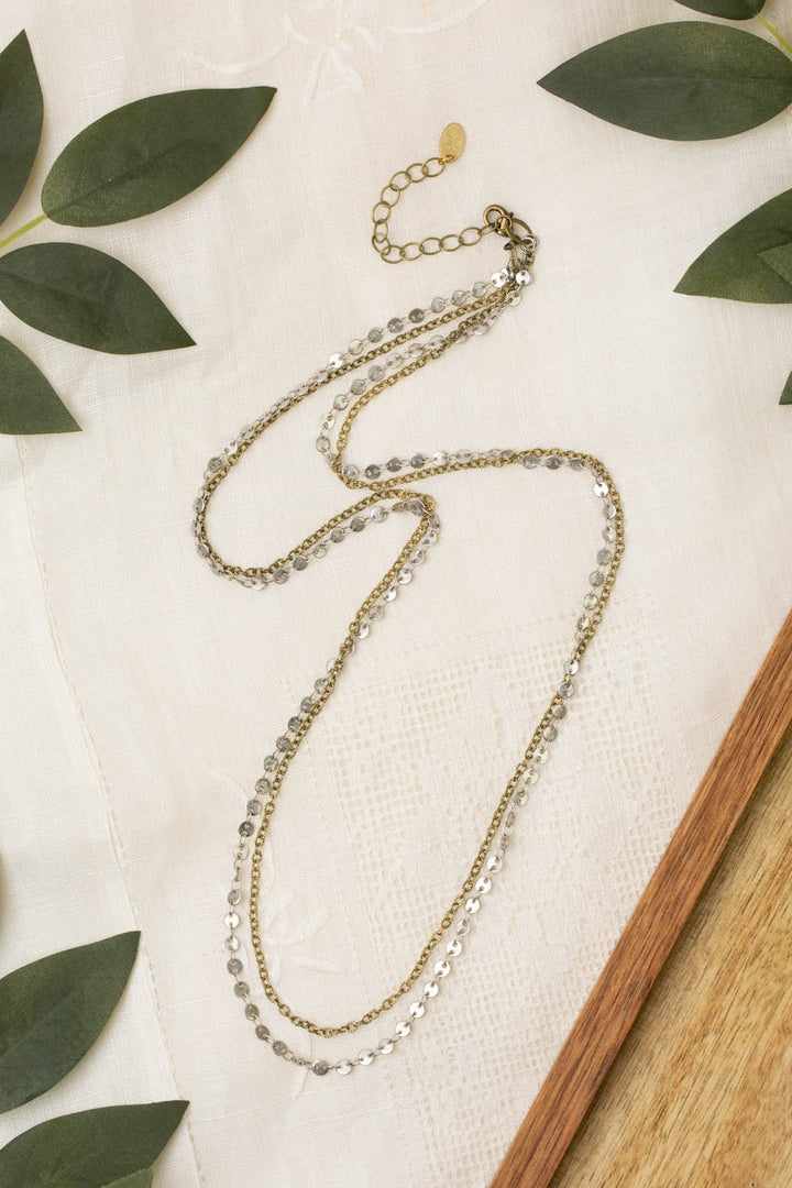 Guidance 27.5-29.5" Antique Brass Corrugated Chain Antique Silver Medallion Style Chain Multistrand Necklace