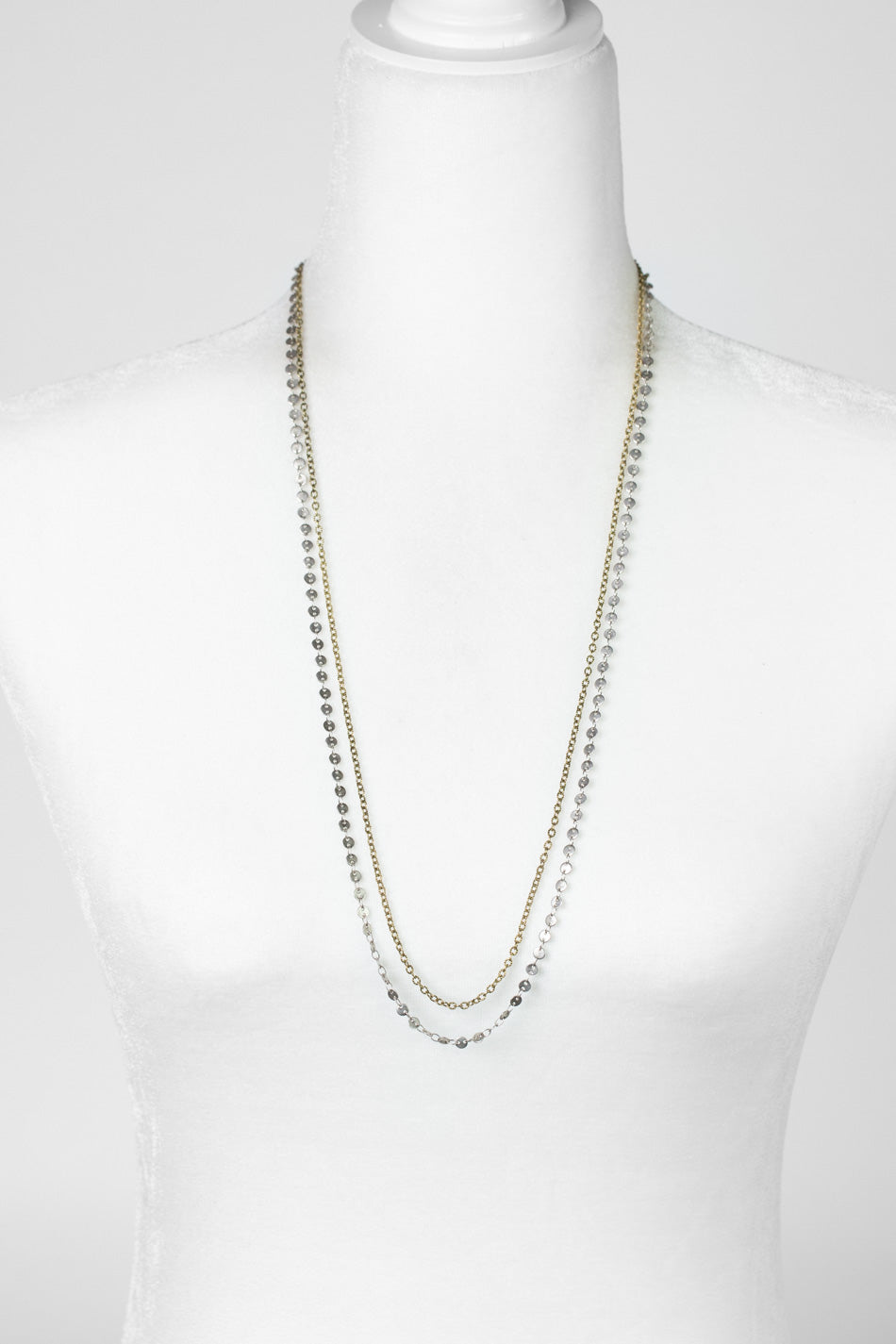 Guidance 27.5-29.5" Antique Brass Corrugated Chain Antique Silver Medallion Style Chain Multistrand Necklace