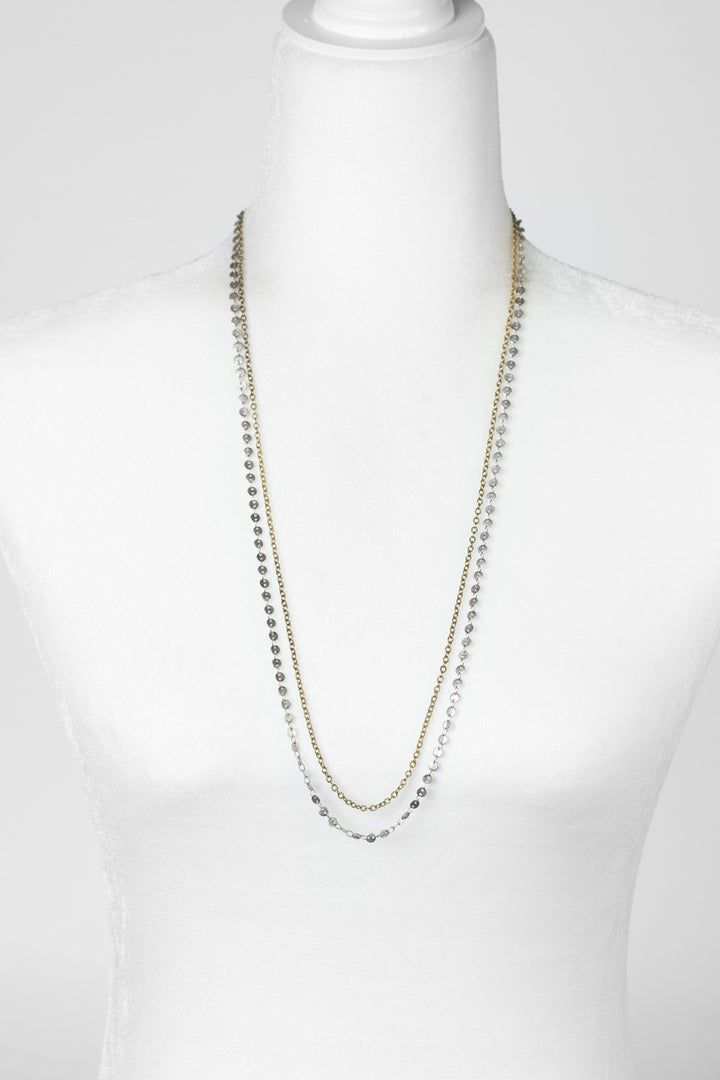 Guidance 27.5-29.5" Antique Brass Corrugated Chain Antique Silver Medallion Style Chain Multistrand Necklace