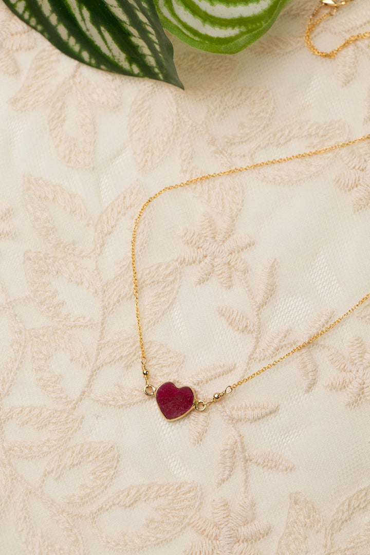 Gumdrop 16.5-18.5" Ruby Heart Simple Necklace