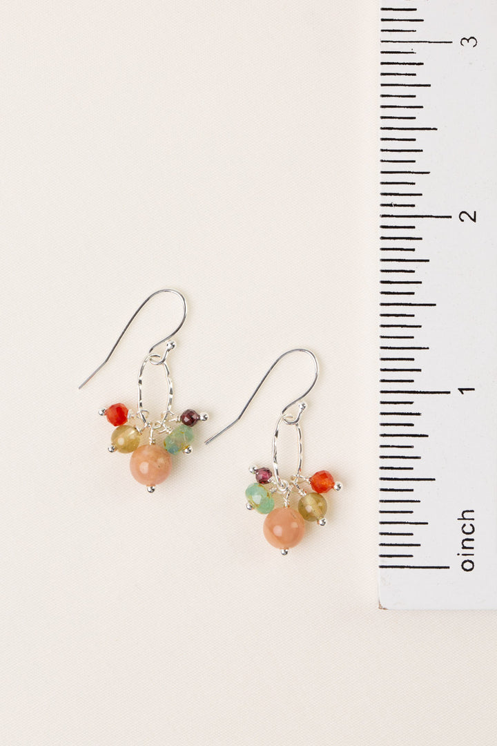 Gentle Breeze Peach Moonstone, Czech Glass, Carnelian Dangle Earrings