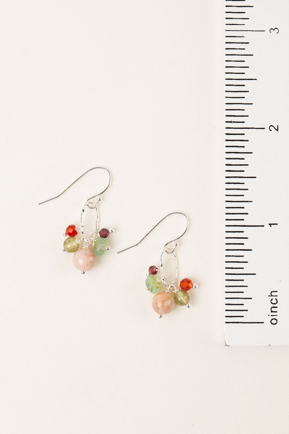Gentle Breeze Peach Moonstone, Czech Glass, Carnelian Dangle Earrings