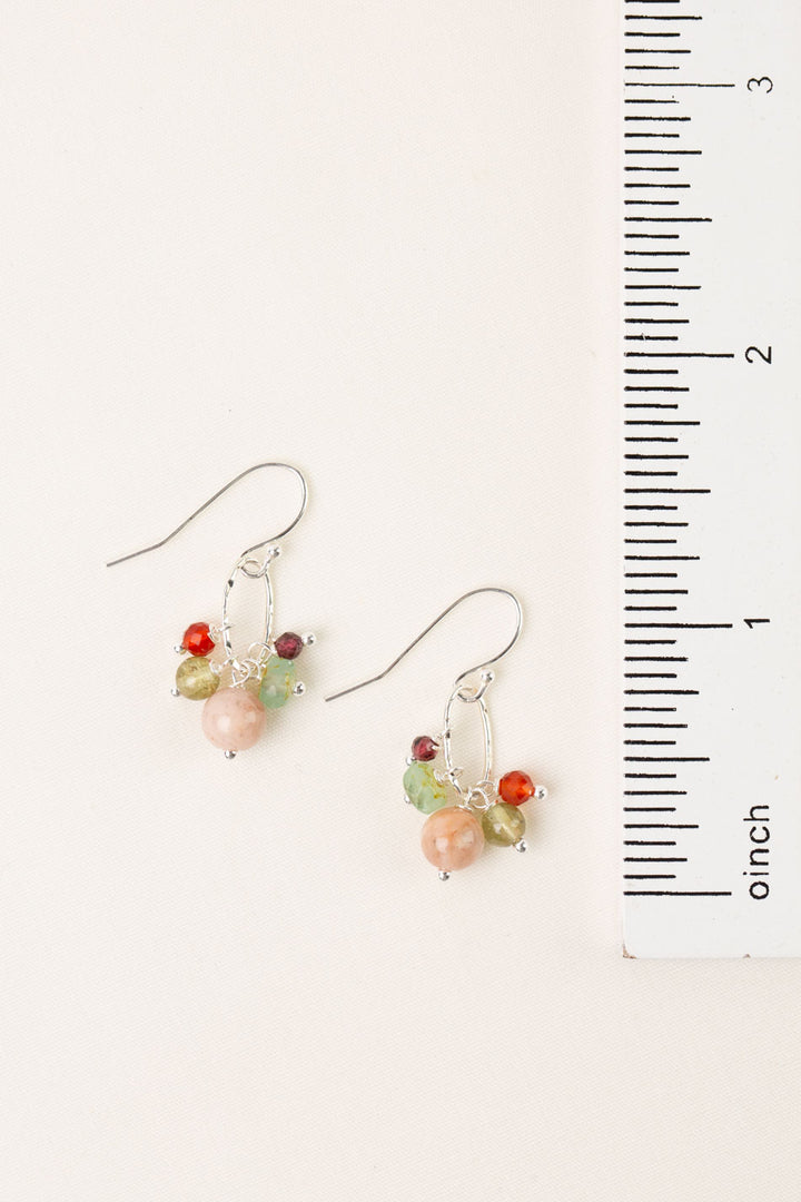 Gentle Breeze Peach Moonstone, Czech Glass, Carnelian Dangle Earrings