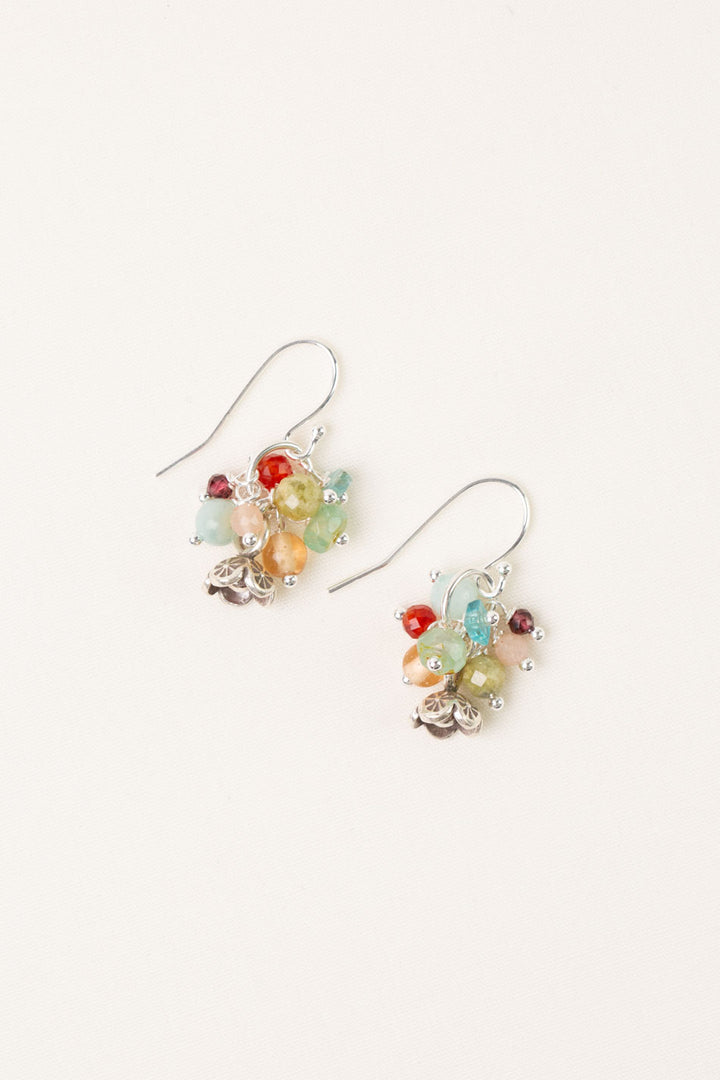 Gentle Breeze Amazonite, Czech Glass, Carnelian Cluster Earrings