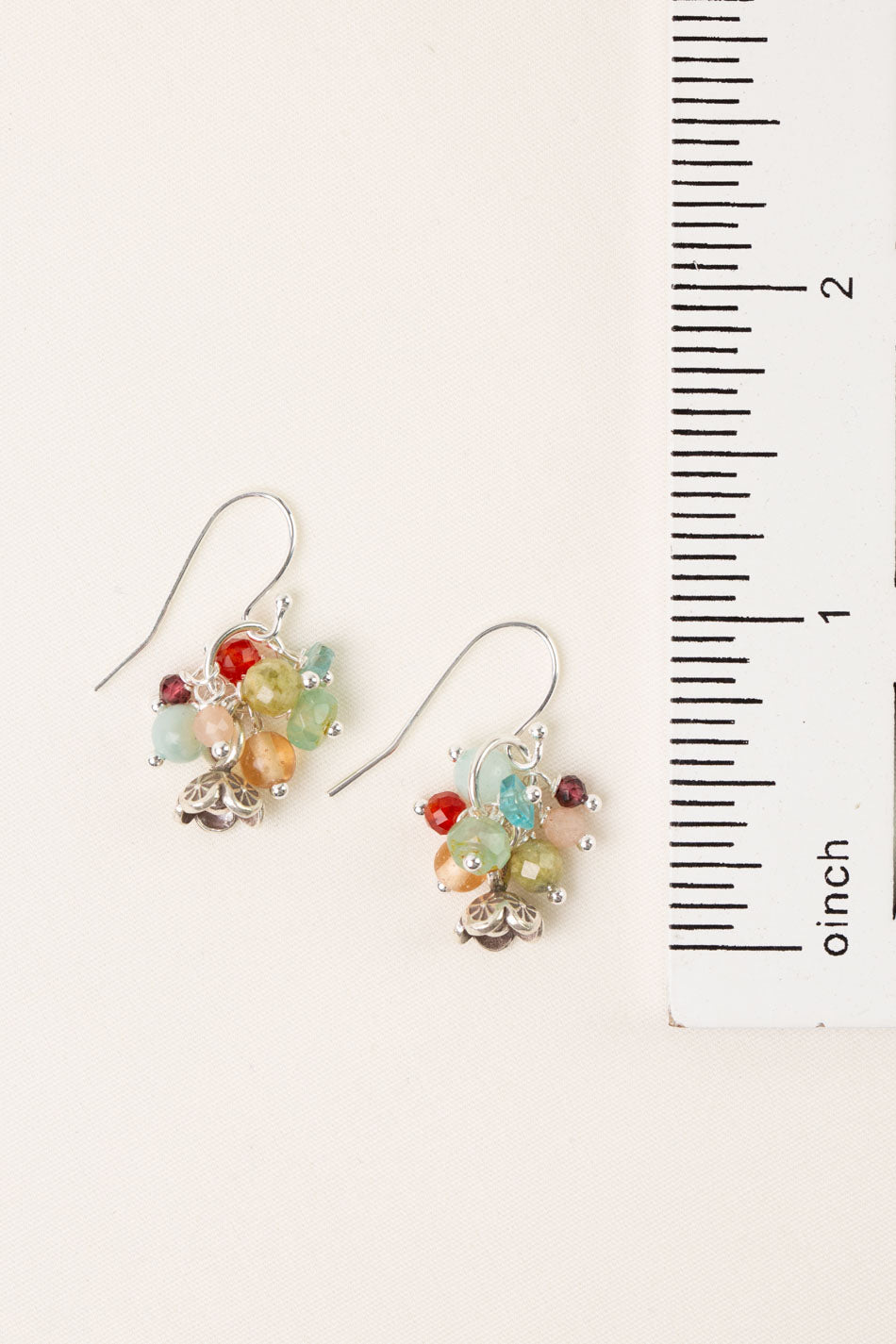 Gentle Breeze Amazonite, Czech Glass, Carnelian Cluster Earrings