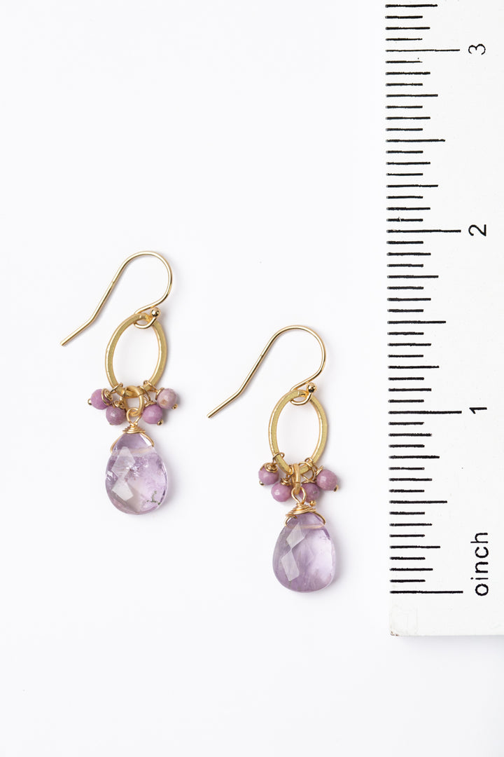 Hydrangea Phosphosiderite With Amethyst Cluster Earrings