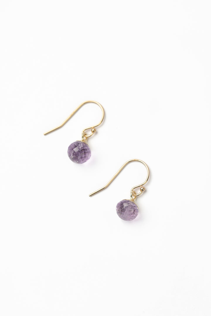 Hydrangea Pink Amethyst Simple Earrings