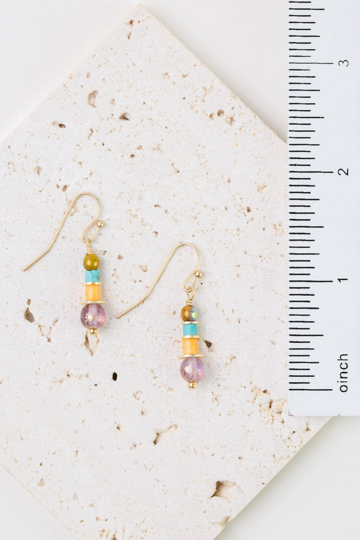 Joy Czech Glass, Turquoise, Shell Simple Earrings