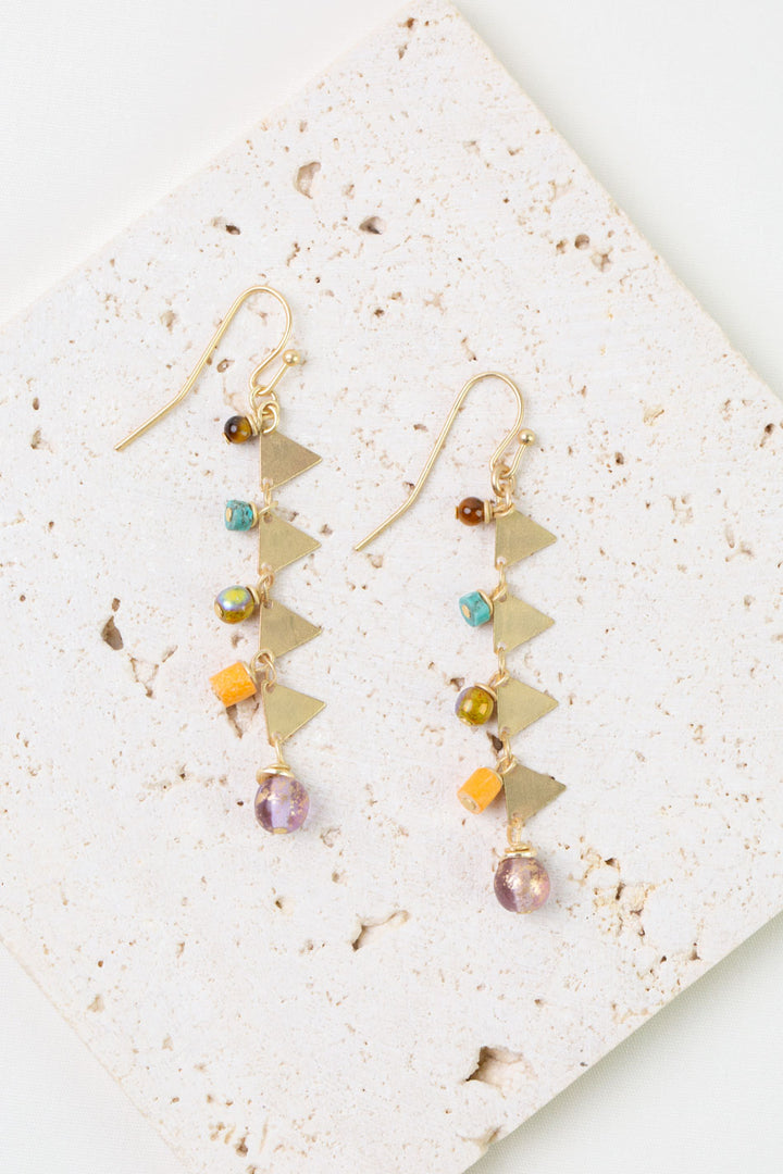 Joy Cats Eye, Turquoise, Czech Glass Dangle Earrings