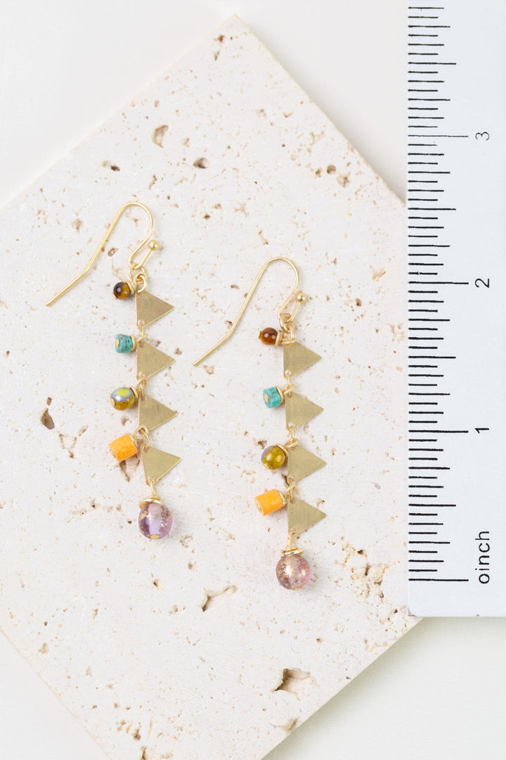 Joy Cats Eye, Turquoise, Czech Glass Dangle Earrings