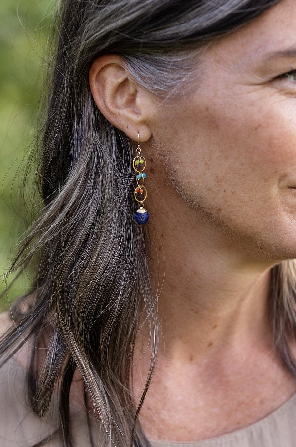 Kaleidoscope Turquoise, Coral, Jade Statement Earrings