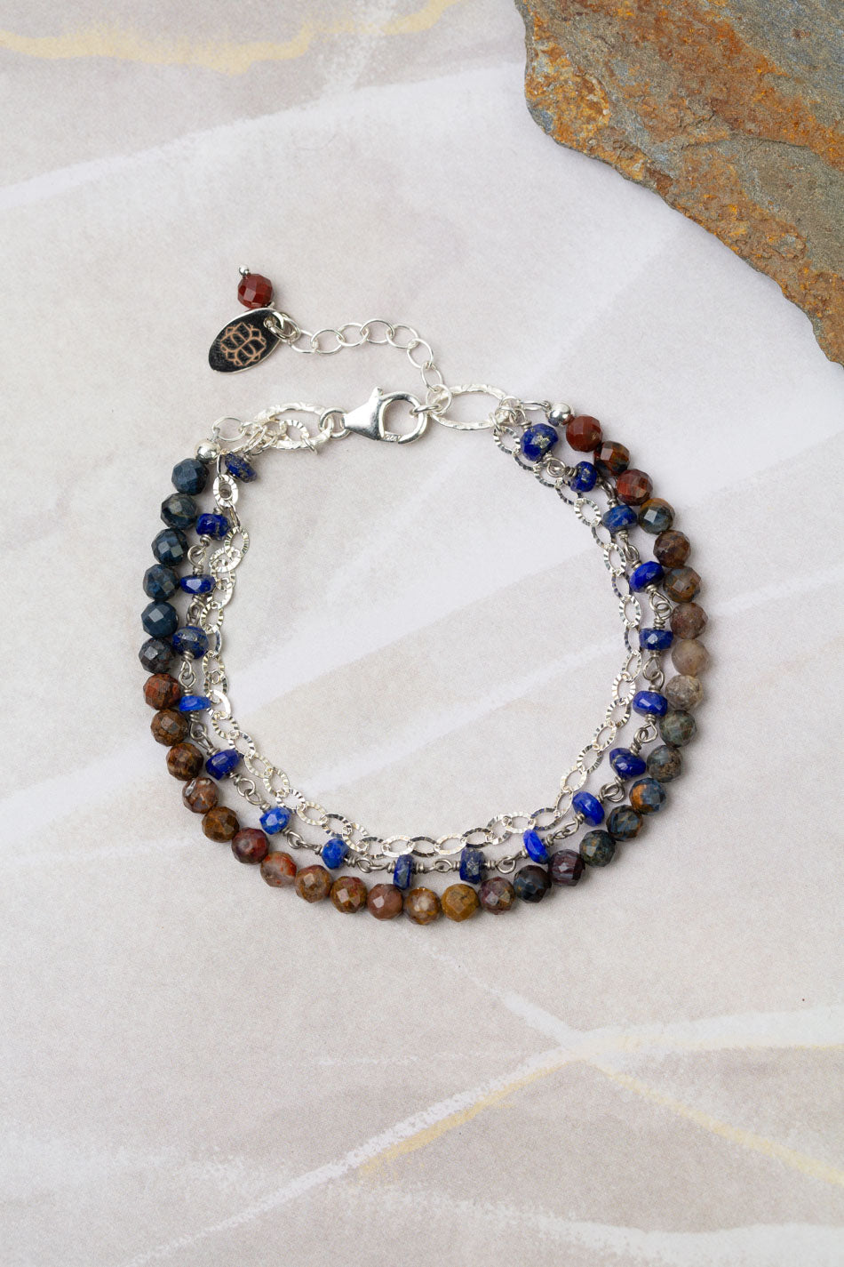 Limited Edition 7.25-8.25" Faceted Pietersite, Lapis Lazuli Multistrand Bracelet