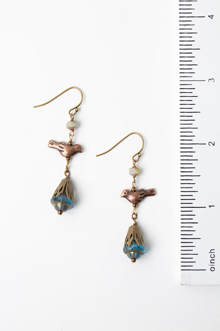 Mauve Mix Czech Glass Dangle Earrings