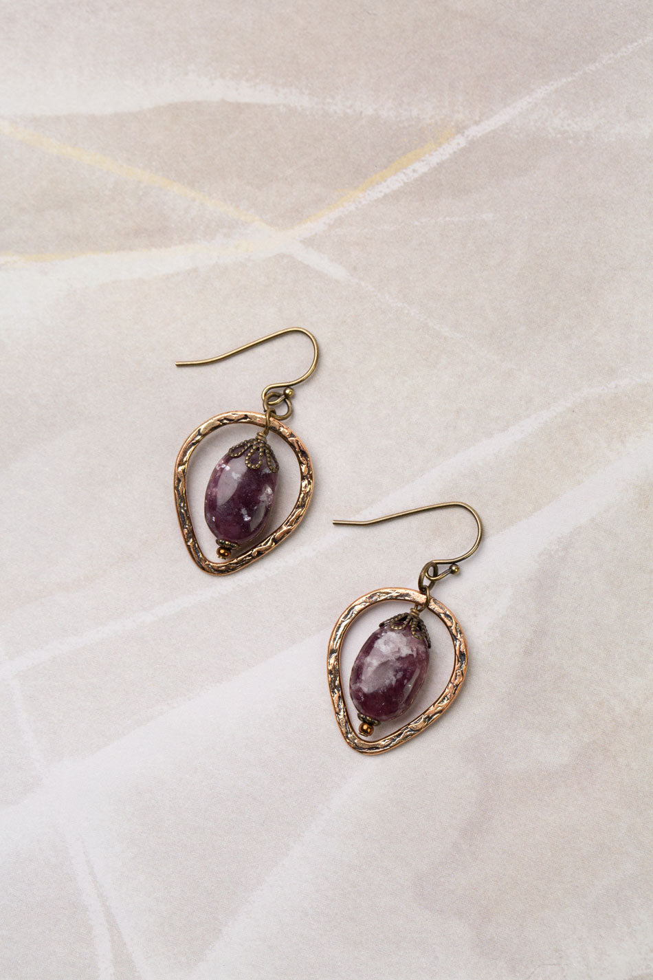 Mauve Lepidolite Simple Earrings