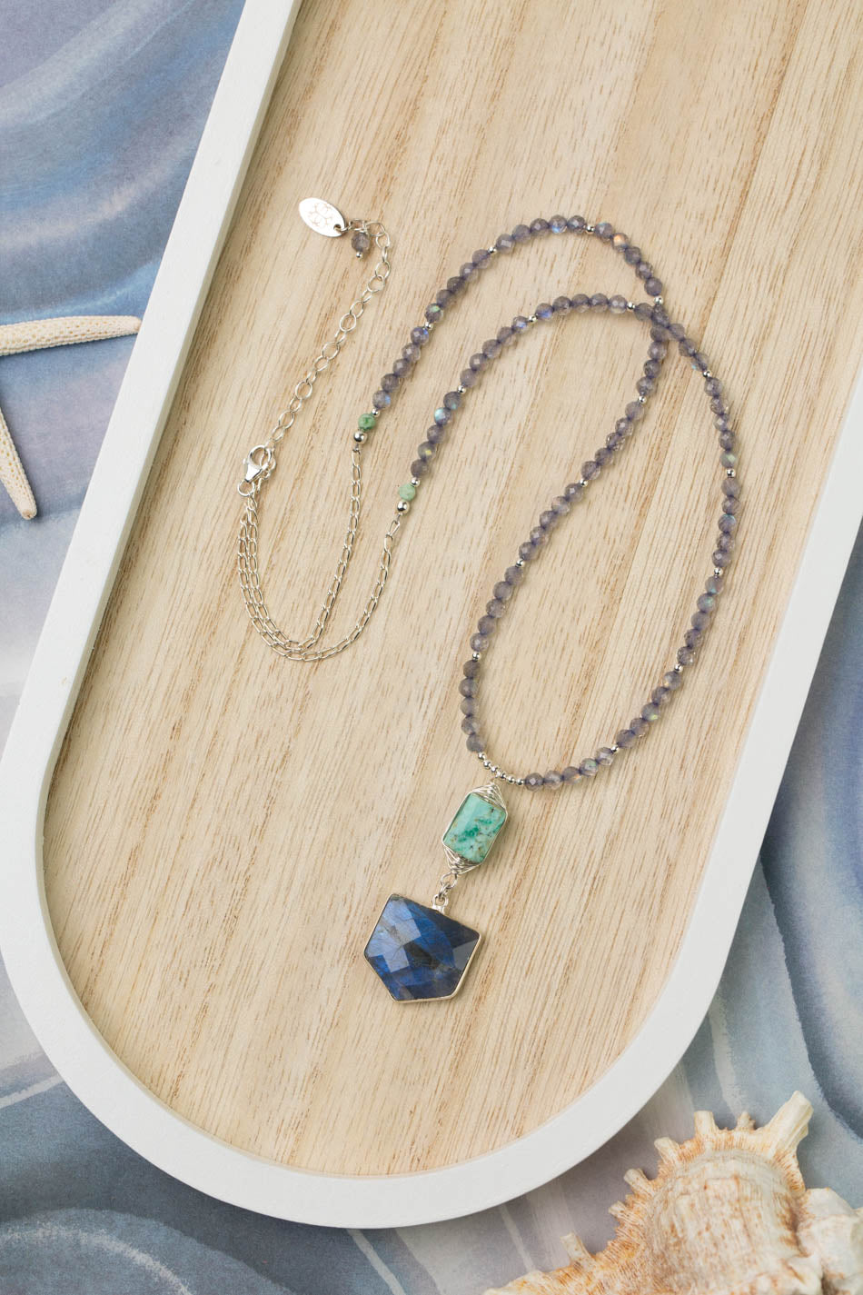 Mystic 21-23" Turquoise With Labradorite Statement Necklace