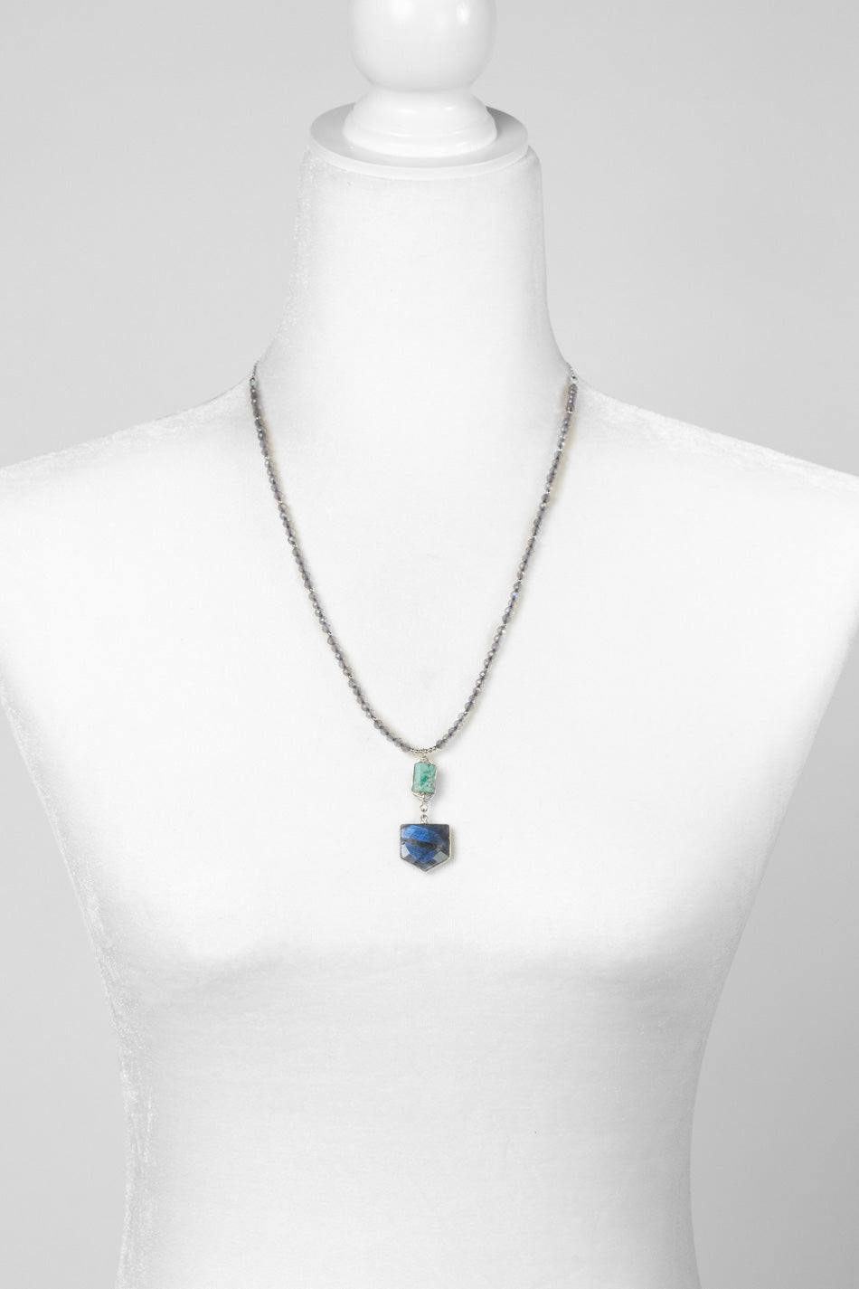 Mystic 21-23" Turquoise With Labradorite Statement Necklace